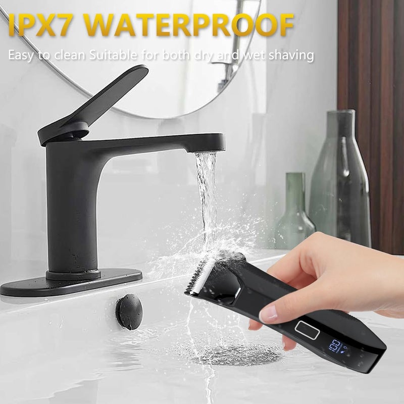 Bomic Manscape 3-in-1 Body Trimmer for Men, Groin, Pubic & Ball Hair Shaver No-Nick, Nose Hair Trimmer, Body Groomer for Smooth Shaving, Lightweight with Travel Lock, LED Display, IPX7 Waterproof - Image 5